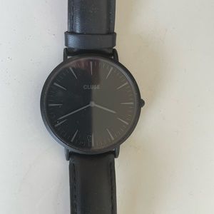 Cluse Black Leather Watch